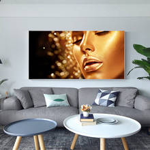 Pintura abstrata preta feminina, poster de ouro e impressões, pintura a óleo em tela, imagem de arte de parede para sala, decoração escandinavo 2024 - compre barato