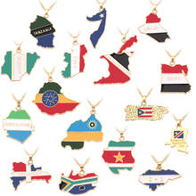 Карта страны кулон в форме флага ожерелье Африка, Индия, Гайана, Бразилия, Южная Африка 2024 - купить недорого