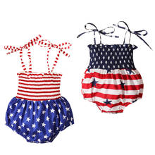 FOCUSNORM Independence Day Baby Girls Boys Rompers Star Striped Printed Strap Sleeveless Belt Jumpsuits 0-18M 2024 - buy cheap