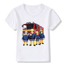 Camiseta con diseño de bombero para niños y niñas, ropa de manga corta Kawaii, divertida 2024 - compra barato