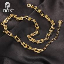 Tbtk ouro aço inoxidável vintage metal em forma de u link chain pulseira punk colar para homens moda na moda hiphop gótico colliers 2024 - compre barato