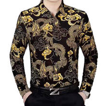 Camisa de manga larga para hombre, Camisa ajustada con estampado de flores, Estilo Vintage, a la moda, nueva 2024 - compra barato