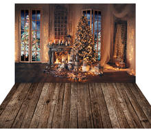 BACKDROP AND FLOOR COMBO SET Christmas Decoration Tree Retro Vintage Wooden Wall Fireplace Christmas Backdrops for Photo Studio 2024 - buy cheap