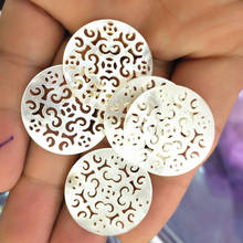 2pcs nature white shell pendants carving shell mother of pearl round shape 25mm saltwater pearl for women bracelets making parts 2024 - buy cheap