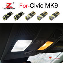 white LED Plate lamp + LED interior dome map light + LED mirror bulb kit For Honda For Civic 9 MK9 MKIX (2013-2015) 2024 - buy cheap