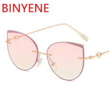 Fashion Metal cat eye Sunglasses Women Frameless Rose Gold Ocean UV400 Anti blue light Gradient lens Sun Glasses 2024 - buy cheap