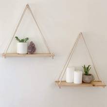 Wood Wall Hanging Shelf Swing Hanging Rope Wall Mounted Floating Shelves Plant Flower Pot Wooden Rack Indoor Outdoor Decoration 2024 - buy cheap