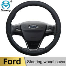 DERMAY-Protector de cuero antideslizante para volante de coche, accesorios de marca para Ford Fiesta 2000-2020, MK7 4 5 6, 100% 2024 - compra barato