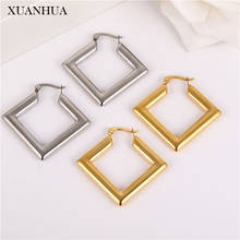XUANHUA Square Earrings For Women Stainless Steel Jewelry Woman Accessories Small Hoop Earings Fashion Jewelry Wholesale 2024 - buy cheap