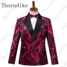 Tóndike jaqueta floral masculina, blazer para festa, casamento, palco, estilo duplo, breasted, veludo, 2019 2024 - compre barato