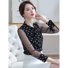 Women's Spring Summer Blouses Style Chiffon Shirt Women's Bow Printed V-Neck Long Sleeve Casual Tops SP202 2024 - buy cheap