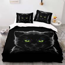 3d impressão dos desenhos animados gato preto padrão jogo de cama, capa edredão 260 × 220 com fronha, ue 240 × 220 quilt cover, rei cobertura 2024 - compre barato