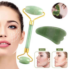 Massager For Face Jade Roller Facial Skin Care Tools Natural Gouache Scraper Body Back Beauty Slimming Massagers Roller Set 2024 - buy cheap