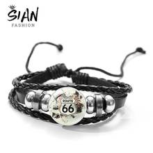 SIAN-pulsera de cuero hecha a mano con foto de cristal, brazalete ajustable trenzado de alta calidad, pulsera negra, regalo de amigo 2024 - compra barato