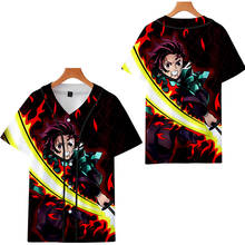 Camiseta de impressão fina de verão para homens mulheres anime japonês demon slayer kimetsu tanjiro kamado cosplay traje c27k122 2024 - compre barato