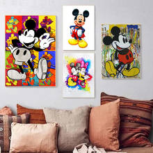 Arte grafite da disney, mickey mouse, cartaz e impressão quadros, arte da parede, pinturas de tela para o quarto, decoração de casa 2024 - compre barato