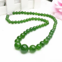 Fashion 6-14mm Charming Green Peridot Round chalcedony jades natural stone of Beads chain strand Necklace 18''BV277 2024 - buy cheap