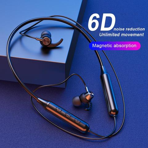 Беспроводные Bluetooth-наушники TWS 5.0, 6D стерео бас-наушники, магнитная спортивная Гарнитура, водонепроницаемые наушники с микрофоном 2022 - купить недорого