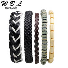 WBL 3-6PCs/set Genuine Leather Men Bracelet Braid Wrap Beads Bracelets & Bangles Punk Wristband for Women Jewelry 2019 New 2024 - buy cheap