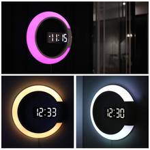 Reloj Digital de pared para decoración del hogar, luz nocturna de diseño moderno, con alarma y luz LED, para sala de estar 2024 - compra barato