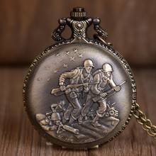 Reloj de bolsillo de cuarzo militar para hombre, pulsera con colgante de bronce, estilo antiguo, regalos 2024 - compra barato