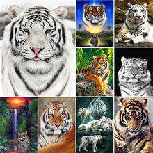 Pintura "tigre" animal 5d diy kit de bordado quadrado completo com strass kit de decoração para ponto cruz imagem de mosaico presente 2024 - compre barato