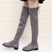 2021 Black Thigh High Boots Female Winter Boots Women Over the Knee Boots Flat Stretch Sexy Fashion Shoes 2024 - buy cheap