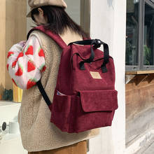 Женский рюкзак в стиле преппи, вельветовые дизайнерские школьные ранцы для девочек-подростков, дорожные рюкзаки, женские сумки на плечо, черный рюкзак 2024 - купить недорого