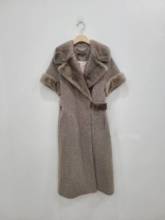 Arlenesain-abrigo de lana de colores gris para mujer, abrigo largo medio con cuello de visón gris grande 2024 - compra barato