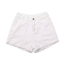 Pantalones cortos informales de tela vaquera para mujer, Shorts blancos de cintura alta con cremallera y pierna ancha, trajes de verano 2024 - compra barato