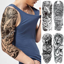 Большая татуировка на руку с длинным рукавом Deep Sea Dragon, водостойкая Временная поддельная татуировка, наклейка с черепом Nezha Warrior, для мужчин и женщин, тотемная татуировка 2024 - купить недорого