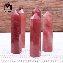 Natural Strawberry Crystal Hexagonal Tower Quartz Stone Point Mineral Ornament Healing obelisk Wand Home Decoration 2024 - buy cheap
