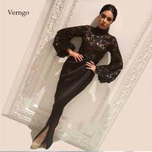 Verngo-Vestidos De Noche De sirena, manga larga, Vintage, Formal, negro, con Apliques De encaje, para fiesta De graduación 2024 - compra barato