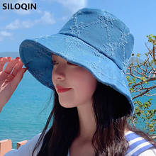 Siloqin-chapéu jeans feminino retrô, proteção solar dobrável, casual, praia, para mulheres, primavera e verão 2024 - compre barato