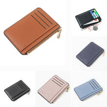 1pcs Slim Women Card Holder PU Leather Unisex Zipper Business Card Case Men Credit Mini Cards Holder Wallet 2024 - buy cheap