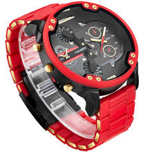 Cabarny relógio esportivo masculino de silicone, relógio de pulso analógico para homens, de quartzo, aço dourado e vermelho, 2021 2024 - compre barato