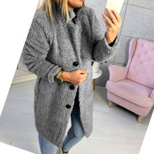 Women Faux Fur Teddy Coat 2019 Autumn Winter Thick Warm Fluffy Long Fur Coats Lapel Shaggy Jackets Overcoat Plus Size Outwear 2024 - buy cheap