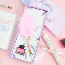 Pluma de cristal para escribir, conjunto de pluma estilográfica de cristal, color rosa, caja de regalo creativa de cumpleaños 2024 - compra barato
