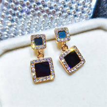 Geometric Earrings Statement Fashion Za 2019 Black Crystal Square Round Drop Earring Gold Color Wedding Party Jewelry Wholesale 2024 - buy cheap