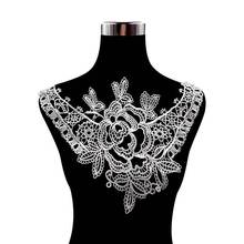1PCS Exquisite White Black Cotton Venise Embroidery Flowers Lace Collar Guipure Applique Blouse Clothing Dress Sewing Lace Patch 2024 - buy cheap