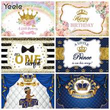 Yeele 1st Birthday Backdrop Vinyl Pink Blue Curtain Crown Castle Newborn Baby Boy Princess Carriage Party Photography Background 2024 - buy cheap
