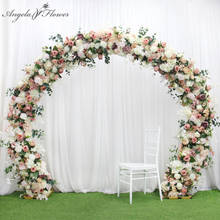 Customized Luxury Champagne Silk Flower Arrangement Artificial Flower Row Runner Wedding Arch Backdrop Decoration Flower Wall 2024 - купить недорого