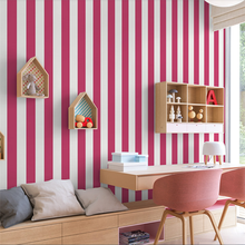 Papel tapiz de rayas verticales de estilo mediterráneo, papel tapiz de gama alta de color azul y rosa para dormitorio nórdico, polvo de princesa para habitación de niños 2024 - compra barato