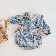 Newborn Baby Girl Bodysuit Korean Fashion Floral Long Sleeve Jumpsuit Autumn Baby Girl Clothes Outfits 0-24M 2024 - buy cheap