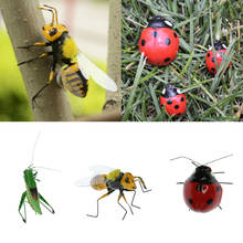 Estatuilla de insectos vívidos, estatua de abeja, mariquita, Katydid, escultura de jardín, colgador de planta y pared, 3 uds. 2024 - compra barato