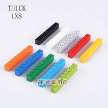 40PCS/lot DIY Building Blocks Thick 1x8Dots Educational Creative Figures Bricks fit 3008 bricks size kids Toys for Children 2024 - buy cheap