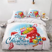 Edredón de lino con diseño navideño en 3D, juego de ropa de cama, tamaño individual, para el hogar, Queen, King y Queen 2024 - compra barato