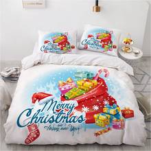 Roupa de cama design de natal em 3d, edredon capa de cama casal king/queen, tamanho único, tecido para casa 2024 - compre barato