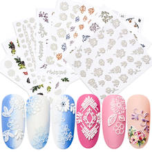 1 Sheet 3D Acrylic Engraved Natural Flower Nail Sticker Self-Adhesive Decals  3D Nail Slider Manicure Decoration 2024 - buy cheap