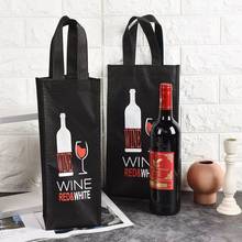 500Pcs/Lot Festival Wedding Party Gift Use Customized Wine-Oil-Bottle-Bag With Brand Logo Printing Decorate Non Woven Beer Bags 2024 - buy cheap